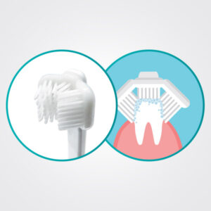 3-sided Cleany Teeth brush heads for medium and large dogs, available in single and bulk packs